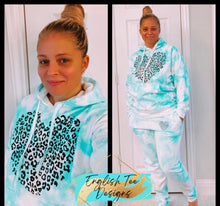 Load image into Gallery viewer, Dyed Leopard Heart Sweat Suit