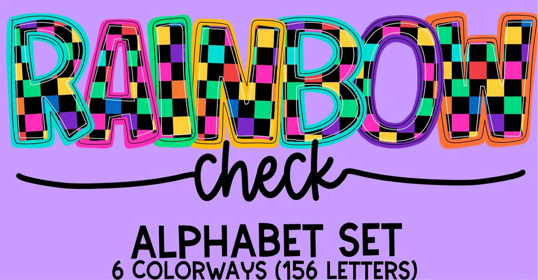 Custom Name/Mascot- Rainbow Check