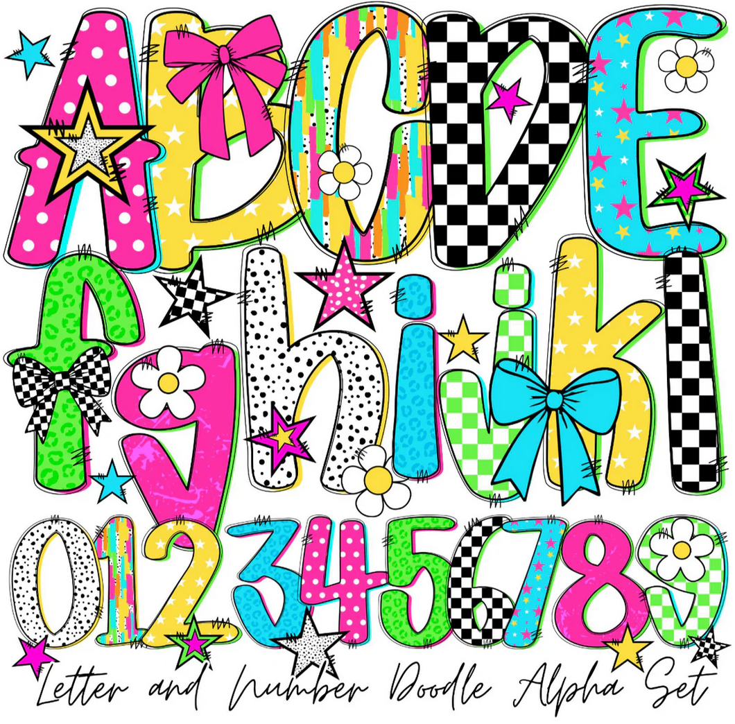 Custom Name/Mascot- Checkered Bow Alpha