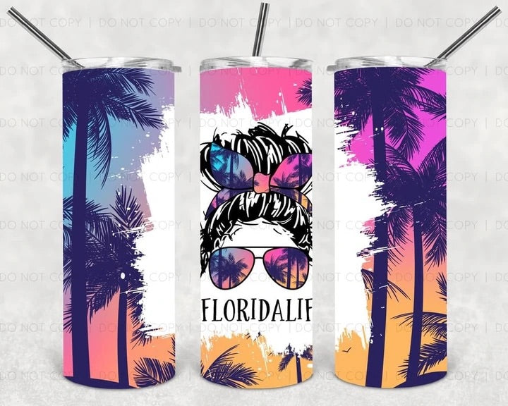 Florida Life Messy Bun Tumbler