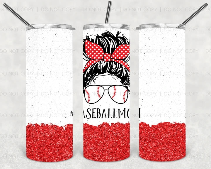 Baseball Mom Messy Bun Tumbler