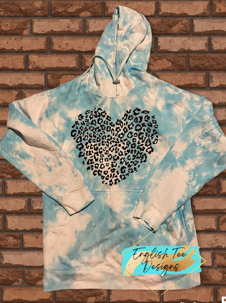 Dyed Leopard Heart Sweat Suit